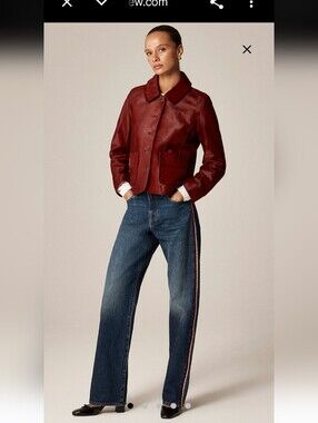 J.Crew Mid-rise relaxed straight jean with velvet stripe Sz 27 $169 Flawed